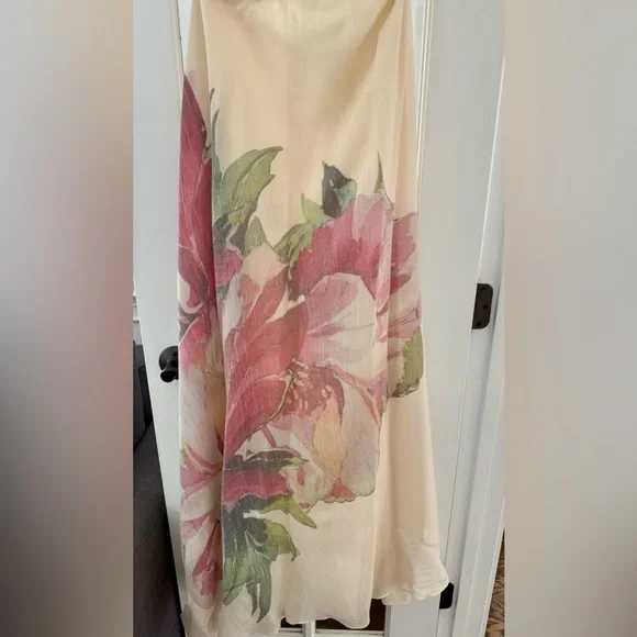 Beige zen garden cream floral print maxi dress, perfect for any formal - Picture 8 of 12